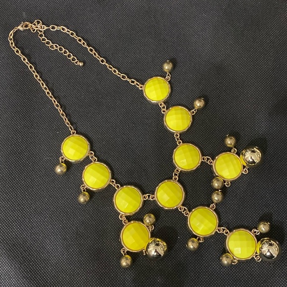 Maurices Acrylic yellow button beads with gold tone beads necklace - Picture 2 of 6